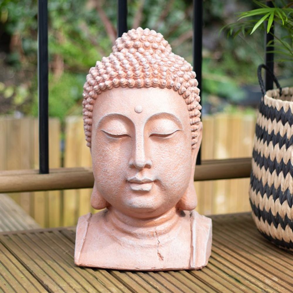 41cm Terracotta Effect Buddha Head Ornament - Lacona Home 