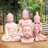 41cm Terracotta Effect Buddha Head Ornament - Lacona Home 