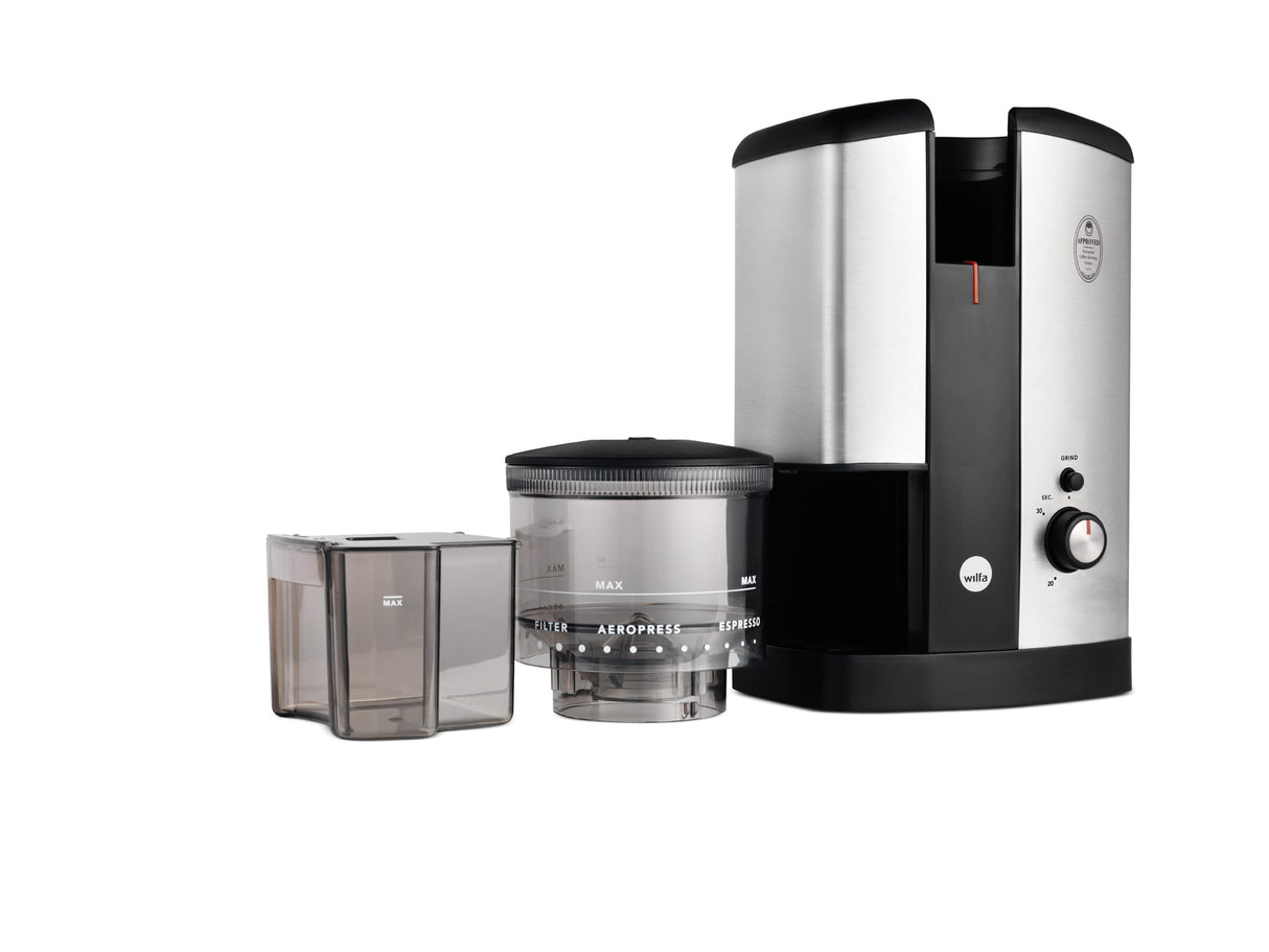 Wilfa Svart Coffee Grinder (Silver) + Hario Drip Kettle Air